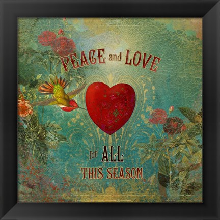 Framed Colorful Christmas VII-Peace &amp; Love Print