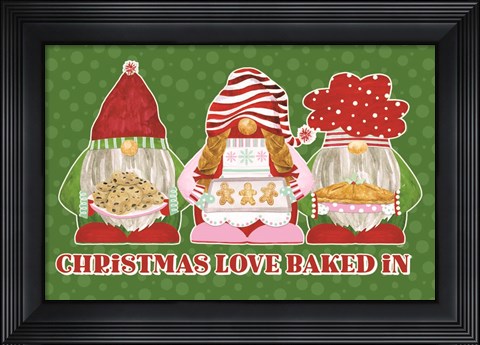 Framed Christmas Bakers I on Green Print
