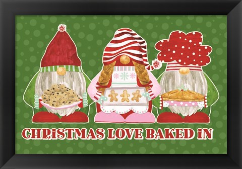 Framed Christmas Bakers I on Green Print
