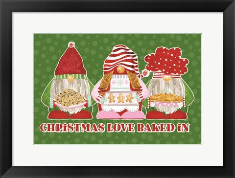 Framed Christmas Bakers I on Green Print