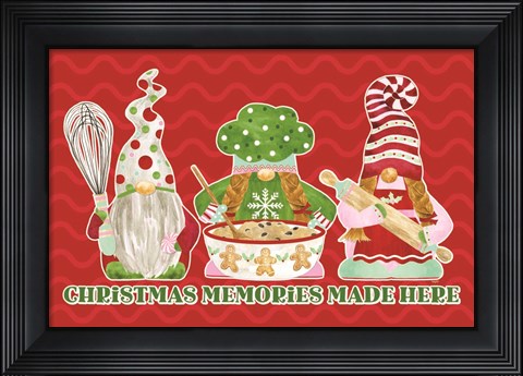 Framed Christmas Bakers III on Red Print