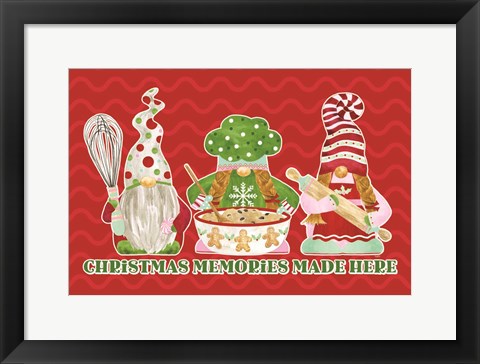 Framed Christmas Bakers III on Red Print