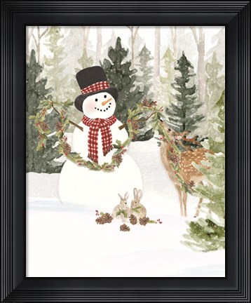 Framed Christmas in the Woods Portrait I Print