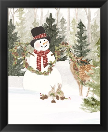 Framed Christmas in the Woods Portrait I Print