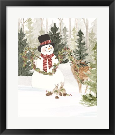 Framed Christmas in the Woods Portrait I Print