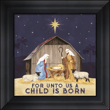 Framed Come Let Us Adore Him V-Unto Us Print