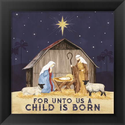 Framed Come Let Us Adore Him V-Unto Us Print