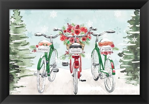 Framed Holiday Ride I Red and Green Print