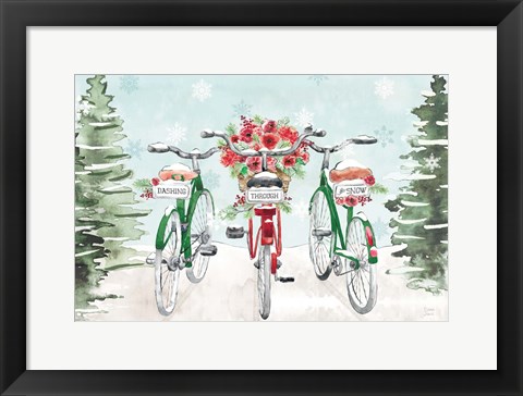 Framed Holiday Ride I Red and Green Print