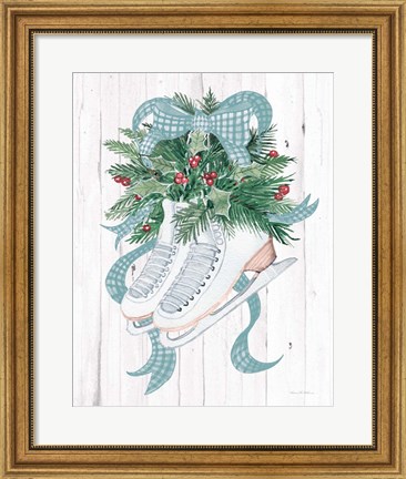 Framed Holiday Sports Ice Skates Print