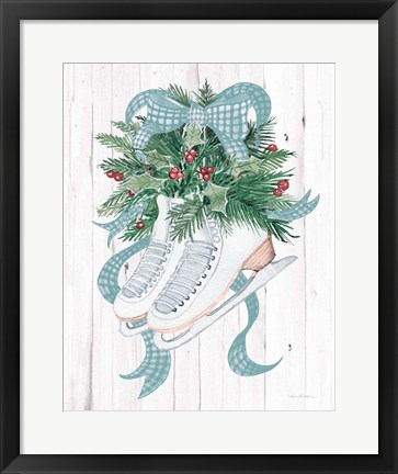 Framed Holiday Sports Ice Skates Print