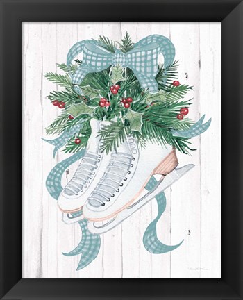 Framed Holiday Sports Ice Skates Print