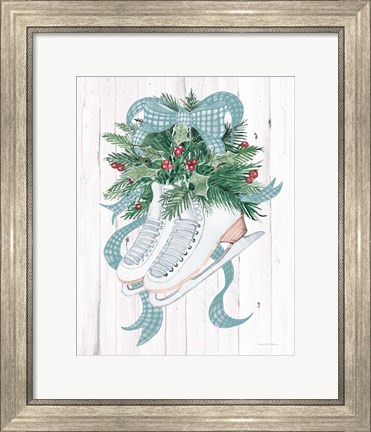 Framed Holiday Sports Ice Skates Print