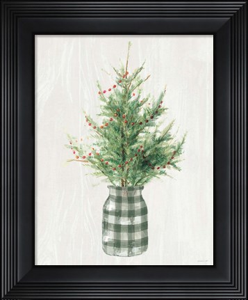 Framed White and Bright Christmas Tree II Plaid Print