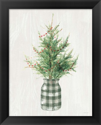 Framed White and Bright Christmas Tree II Plaid Print