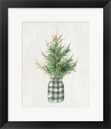 Framed White and Bright Christmas Tree II Plaid Print