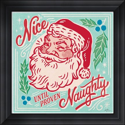 Framed Naughty and Nice II Bright Print