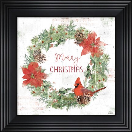 Framed Wooded Holiday V Christmas Print