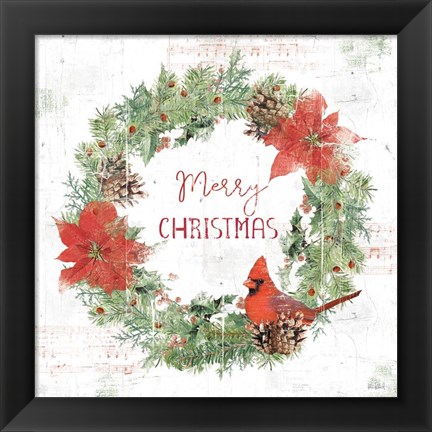 Framed Wooded Holiday V Christmas Print