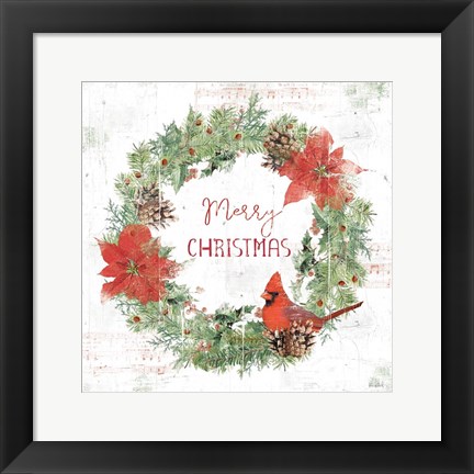 Framed Wooded Holiday V Christmas Print