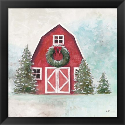 Framed December Barn Blue Sky Print