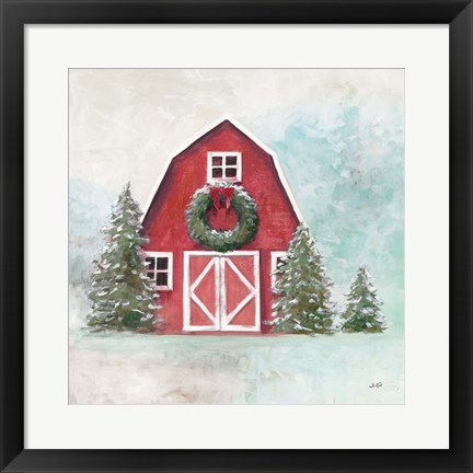 Framed December Barn Blue Sky Print