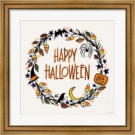 Framed Halloween Wreath II Print