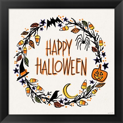 Framed Halloween Wreath II Print