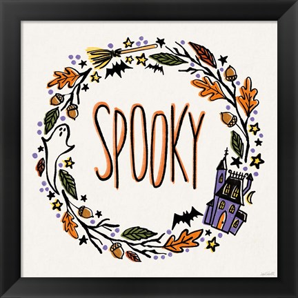 Framed Halloween Wreath I Print