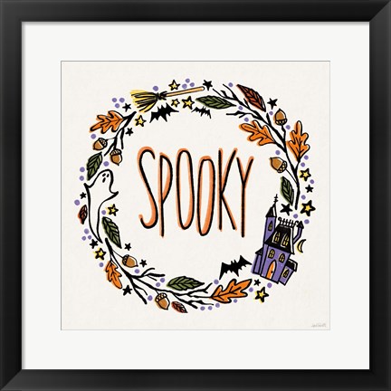 Framed Halloween Wreath I Print