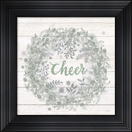 Framed Frosty Cheer Sage Silver Print
