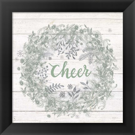 Framed Frosty Cheer Sage Silver Print