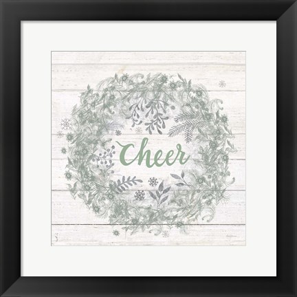 Framed Frosty Cheer Sage Silver Print