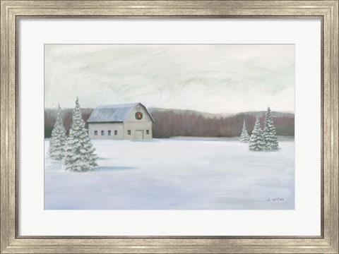 Framed Holiday Winter Barn Print