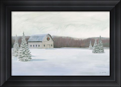 Framed Holiday Winter Barn Print