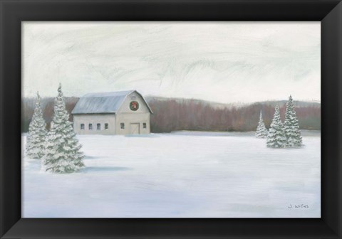 Framed Holiday Winter Barn Print