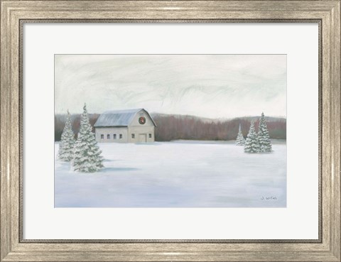 Framed Holiday Winter Barn Print