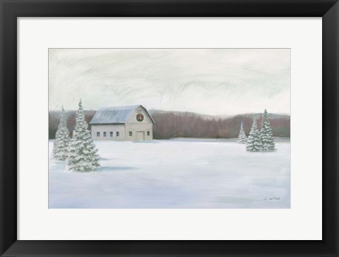 Framed Holiday Winter Barn Print