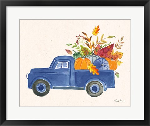 Framed Autumn Harvest II Navy Print