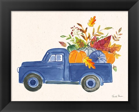 Framed Autumn Harvest II Navy Print