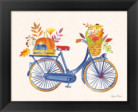 Framed Autumn Harvest I Navy Print