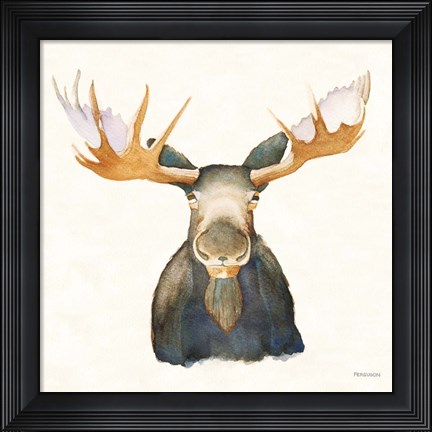 Framed Moose on Cream Print