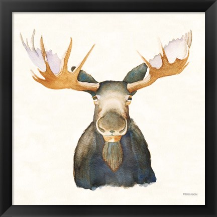 Framed Moose on Cream Print