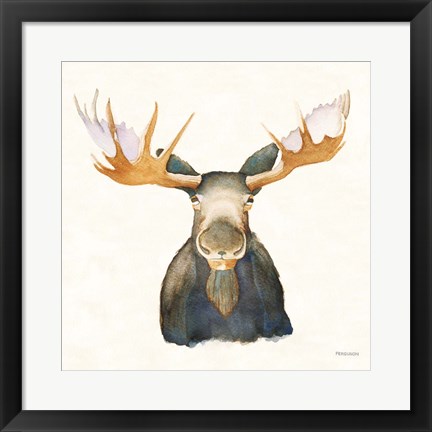 Framed Moose on Cream Print