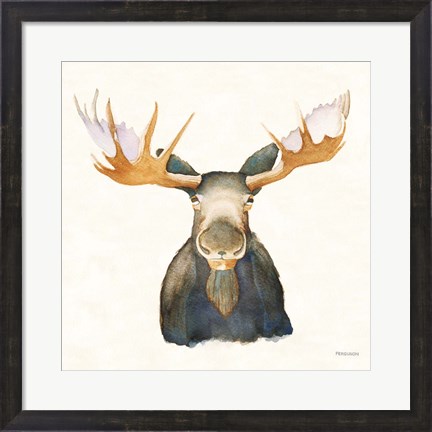 Framed Moose on Cream Print