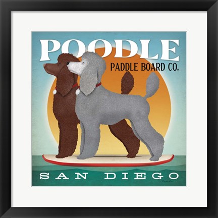 Framed Double Poodle Paddle Board Print