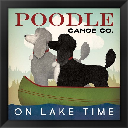 Framed Double Poodle Canoe Print