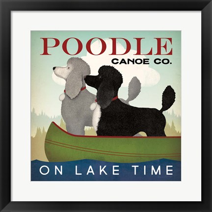 Framed Double Poodle Canoe Print