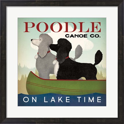 Framed Double Poodle Canoe Print