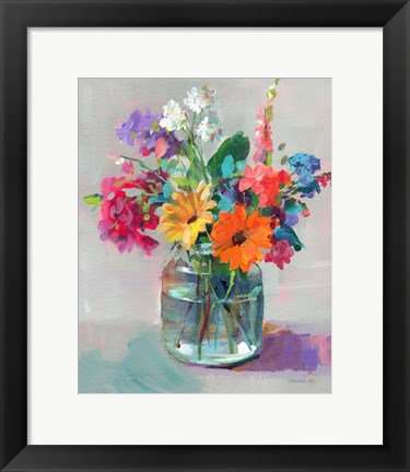 Framed Cottage Garden Bouquet I Print